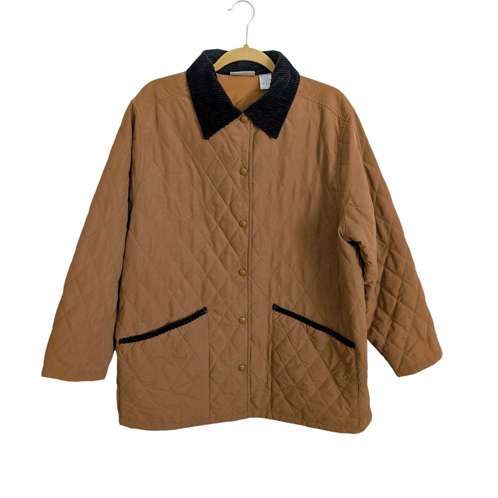 Vintage 90s Heritage Fisherman British Prep Brown Quilted Corduroy Collar Jacket